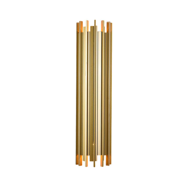 Skørter | 2 Lamps Cylindrical Wall Lamp Contemporary Gold Finish Iron Wall Lighting, 19.5"/31.5" H