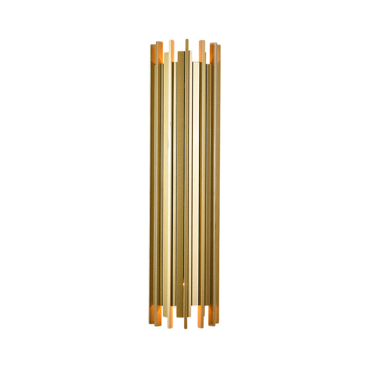 Skørter | 2 Lamps Cylindrical Wall Lamp Contemporary Gold Finish Iron Wall Lighting, 19.5"/31.5" H