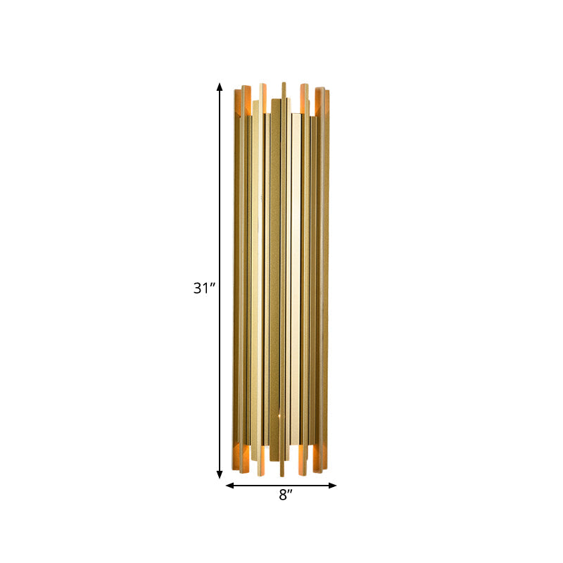 Skørter | 2 Lamps Cylindrical Wall Lamp Contemporary Gold Finish Iron Wall Lighting, 19.5"/31.5" H