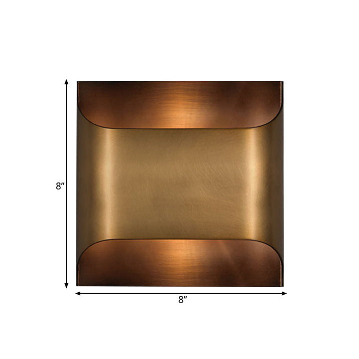 Skørter | Colonial Square/Rectangular Wall Lamp 1 Main Metal Surface Mounted Wall Lamp in Brass for Bedroom