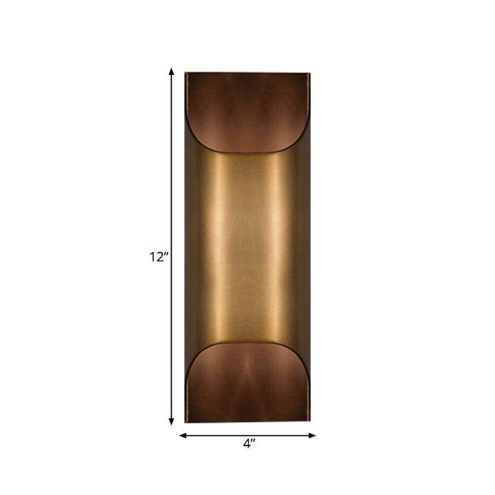 Skørter | Colonial Square/Rectangular Wall Lamp 1 Main Metal Surface Mounted Wall Lamp in Brass for Bedroom