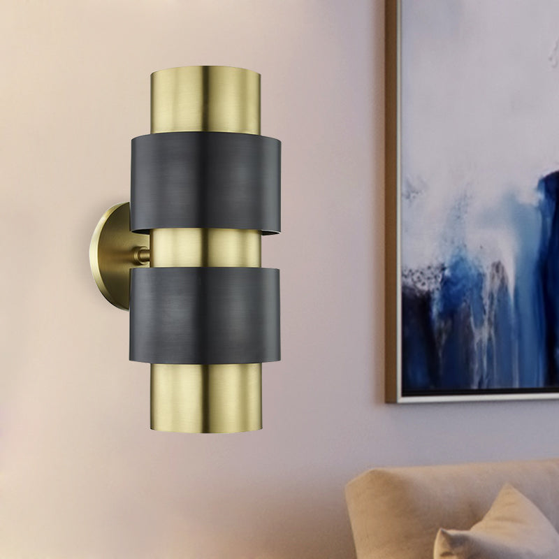 Skørter | Cylindrical bedroom wall lamp colonialism metal single light gold/silver wall lighting sconce