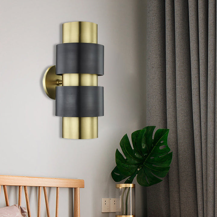 Skørter | Cylindrical bedroom wall lamp colonialism metal single light gold/silver wall lighting sconce