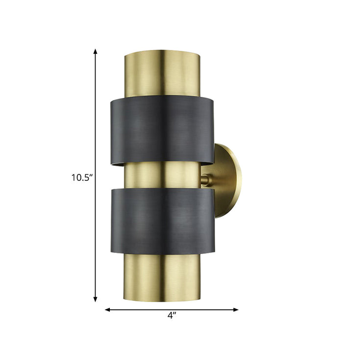 Skørter | Cylindrical bedroom wall lamp colonialism metal single light gold/silver wall lighting sconce