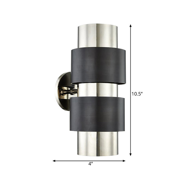 Skørter | Cylindrical bedroom wall lamp colonialism metal single light gold/silver wall lighting sconce