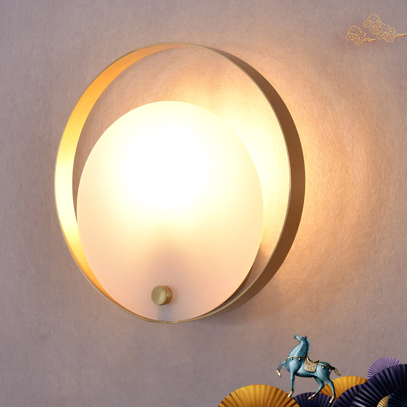 Skørter | 1-Light Round Flush Wall Lamp Colonial White Acrylic Wall Lighting for Living Room