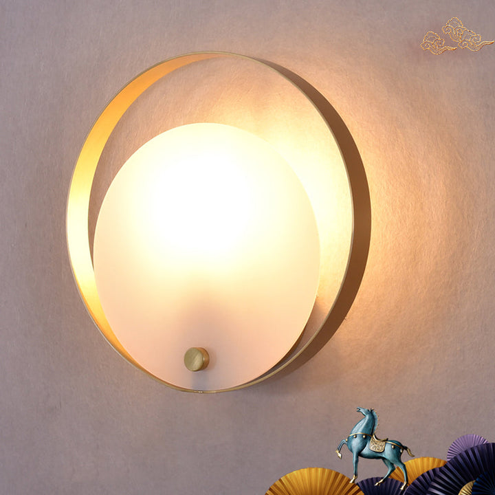 Skørter | 1-Light Round Flush Wall Lamp Colonial White Acrylic Wall Lighting for Living Room