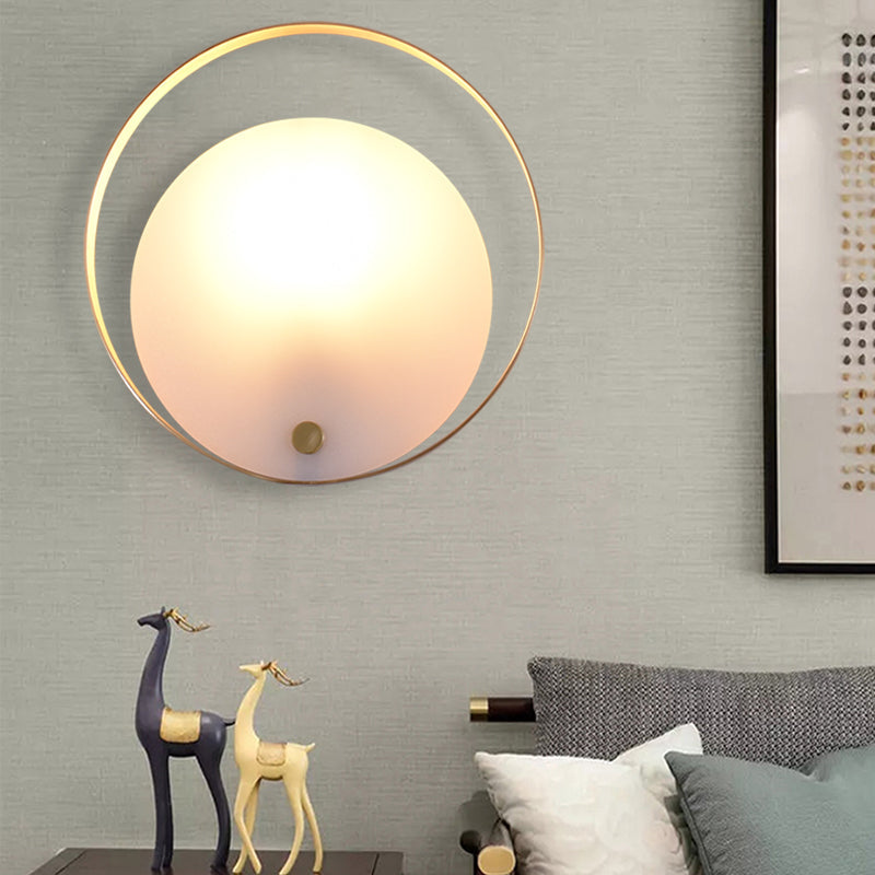 Skørter | 1-Light Round Flush Wall Lamp Colonial White Acrylic Wall Lighting for Living Room