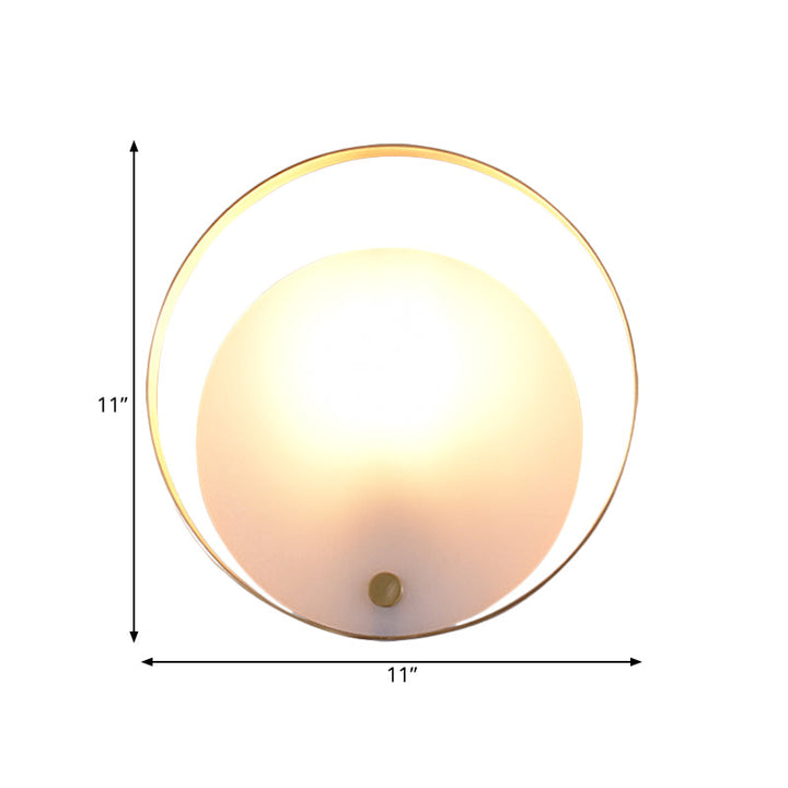 Skørter | 1-Light Round Flush Wall Lamp Colonial White Acrylic Wall Lighting for Living Room