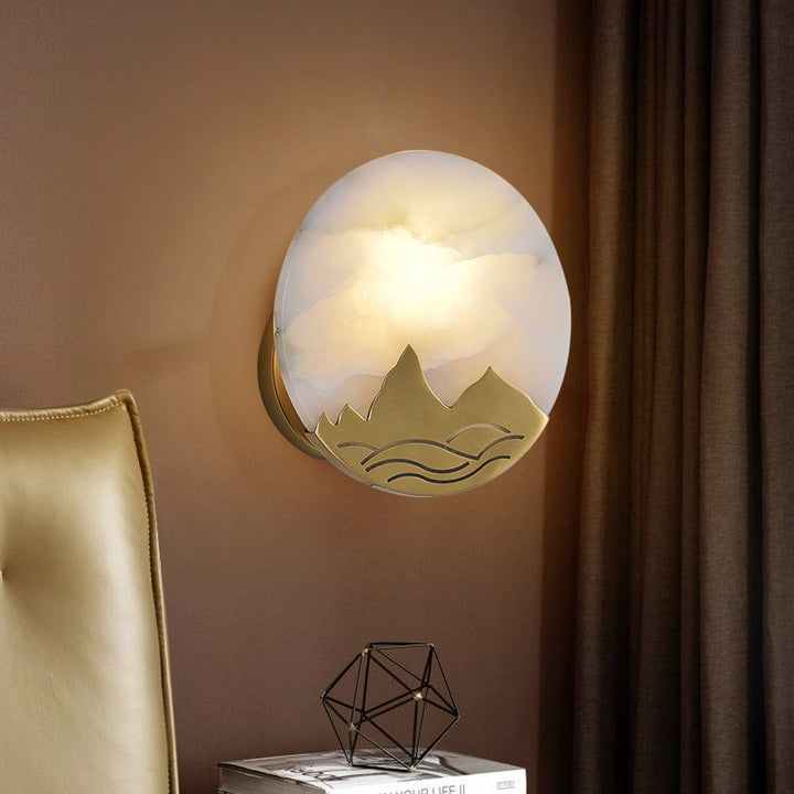 Skørter | Gold Ring Flush Mount Colonialist Marble 1 Head Living Room Wall Mounted Light