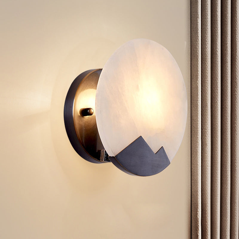 Skørter | Marble table black wall lamp circular single head colonial flush mount wall light for study, 8"/10" wide