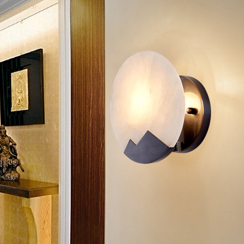 Skørter | Marble table black wall lamp circular single head colonial flush mount wall light for study, 8"/10" wide