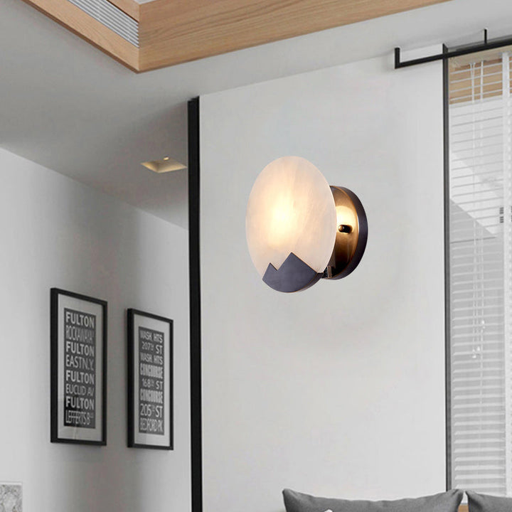 Skørter | Marble table black wall lamp circular single head colonial flush mount wall light for study, 8"/10" wide