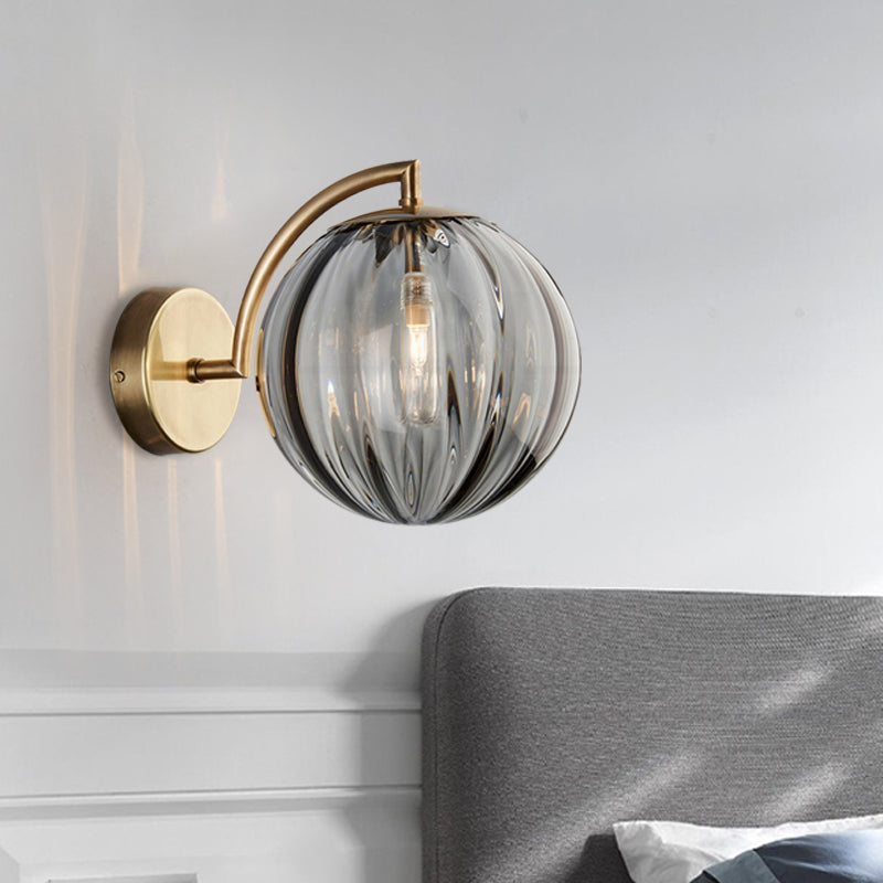 Skørter | Globe Smoke Grey/Amber/Blue Water Glass Wall Light Colonialism 1 Bulb Living Room Wall Lamp Fixture