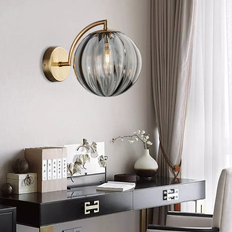 Skørter | Globe Smoke Grey/Amber/Blue Water Glass Wall Light Colonialism 1 Bulb Living Room Wall Lamp Fixture