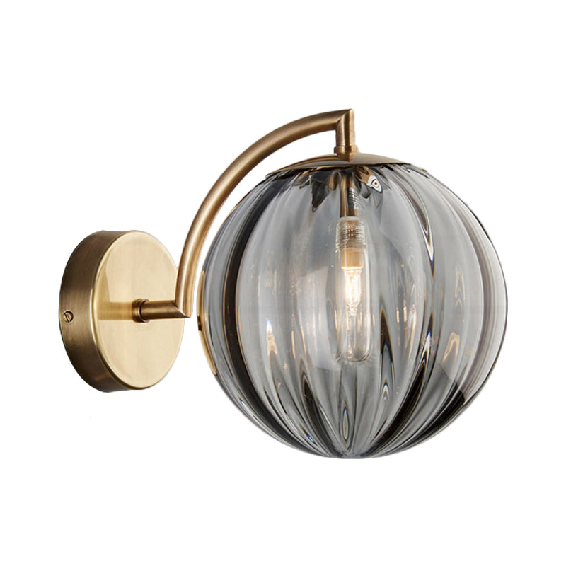 Skørter | Globe Smoke Grey/Amber/Blue Water Glass Wall Light Colonialism 1 Bulb Living Room Wall Lamp Fixture