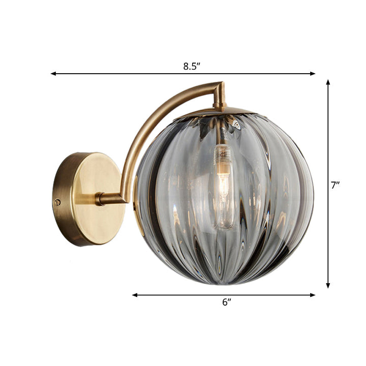 Skørter | Globe Smoke Grey/Amber/Blue Water Glass Wall Light Colonialism 1 Bulb Living Room Wall Lamp Fixture