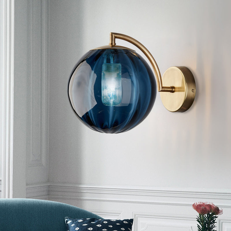 Skørter | Globe Smoke Grey/Amber/Blue Water Glass Wall Light Colonialism 1 Bulb Living Room Wall Lamp Fixture
