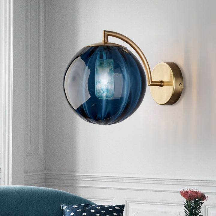 Skørter | Globe Smoke Grey/Amber/Blue Water Glass Wall Light Colonialism 1 Bulb Living Room Wall Lamp Fixture