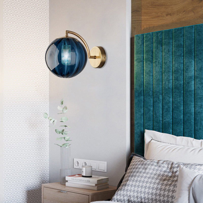 Skørter | Globe Smoke Grey/Amber/Blue Water Glass Wall Light Colonialism 1 Bulb Living Room Wall Lamp Fixture