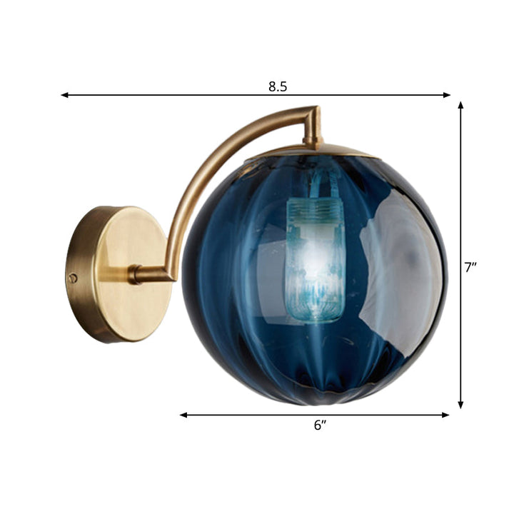 Skørter | Globe Smoke Grey/Amber/Blue Water Glass Wall Light Colonialism 1 Bulb Living Room Wall Lamp Fixture
