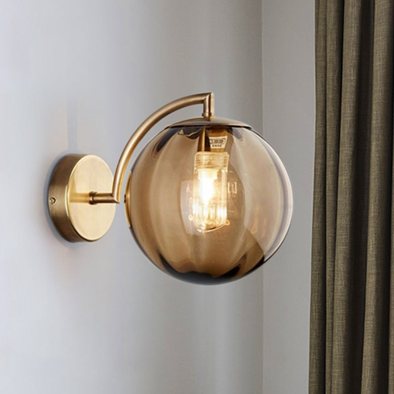 Skørter | Globe Smoke Grey/Amber/Blue Water Glass Wall Light Colonialism 1 Bulb Living Room Wall Lamp Fixture