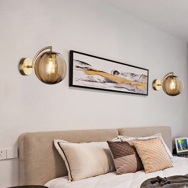 Skørter | Globe Smoke Grey/Amber/Blue Water Glass Wall Light Colonialism 1 Bulb Living Room Wall Lamp Fixture