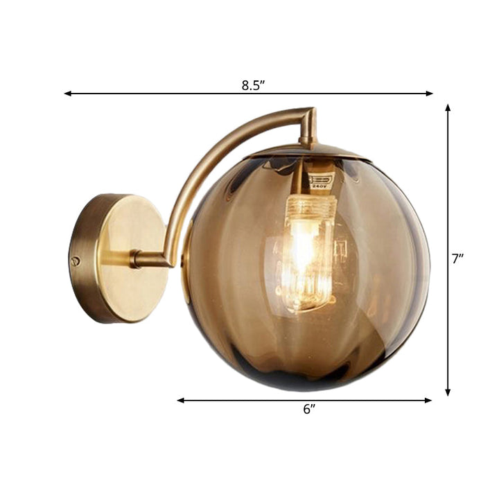 Skørter | Globe Smoke Grey/Amber/Blue Water Glass Wall Light Colonialism 1 Bulb Living Room Wall Lamp Fixture