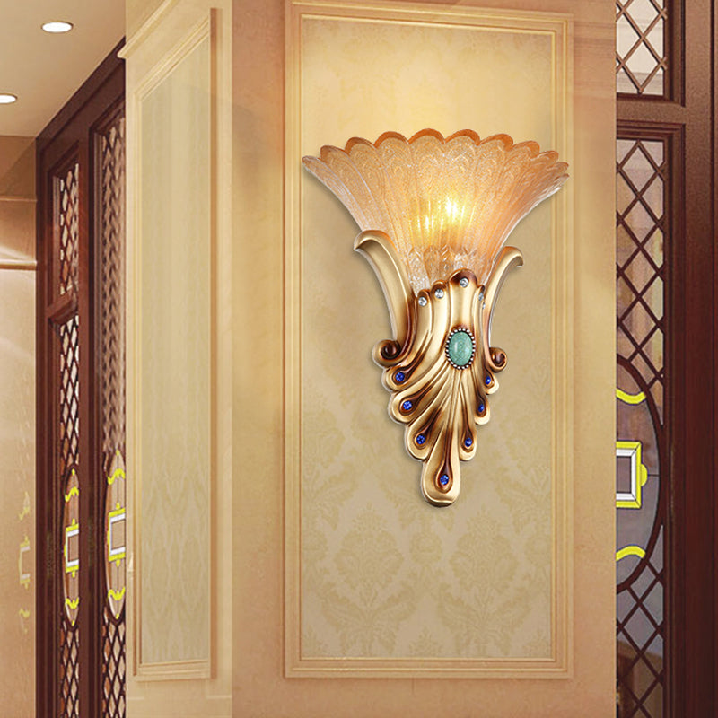 Skørter | 10"/13" Width Gold 1-Light Ceiling Light Colonialism Matt Glass Funky Wall Light for the Bedroom
