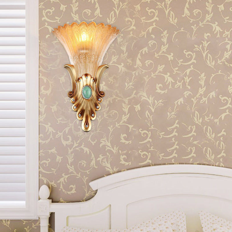 Skørter | 10"/13" Width Gold 1-Light Ceiling Light Colonialism Matt Glass Funky Wall Light for the Bedroom