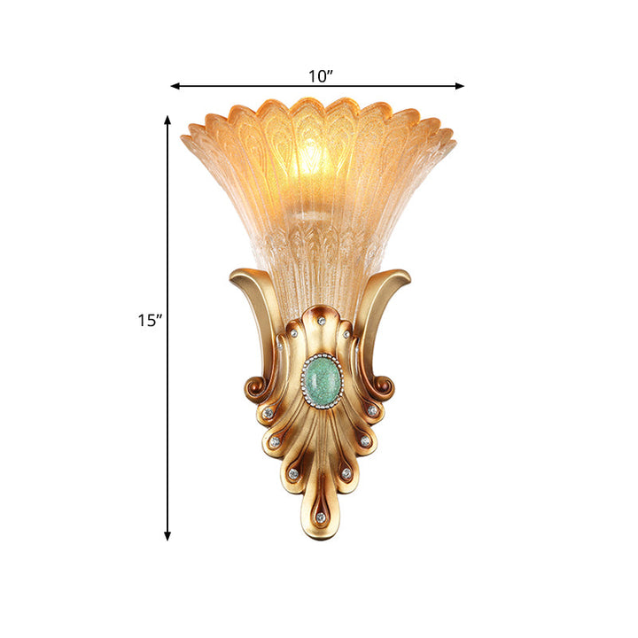 Skørter | 10"/13" Width Gold 1-Light Ceiling Light Colonialism Matt Glass Funky Wall Light for the Bedroom