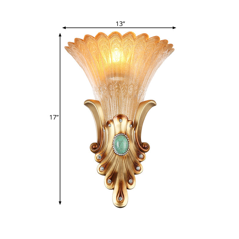 Skørter | 10"/13" Width Gold 1-Light Ceiling Light Colonialism Matt Glass Funky Wall Light for the Bedroom