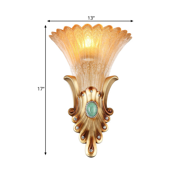 Skørter | 10"/13" Width Gold 1-Light Ceiling Light Colonialism Matt Glass Funky Wall Light for the Bedroom