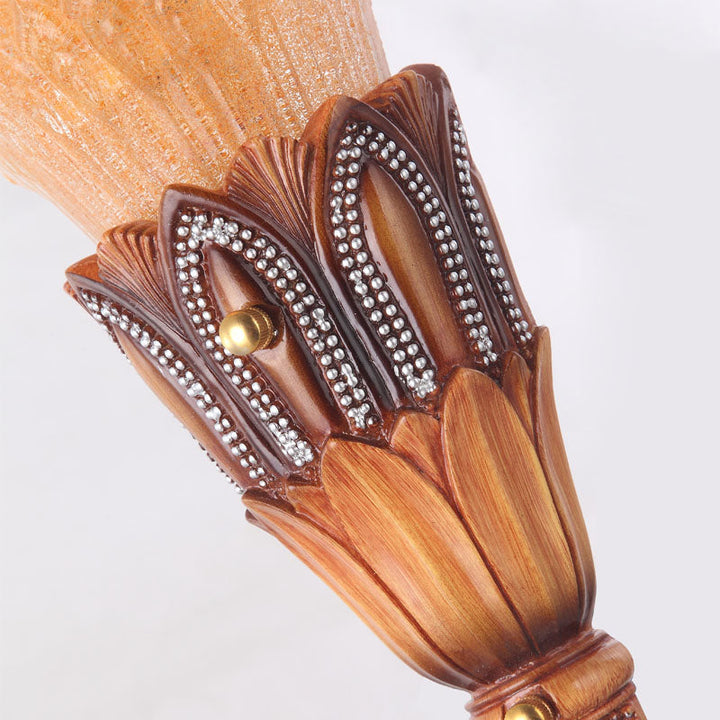 Skørter | Textured Glass Flower Sconce Light Colonial Single Head Living Room Flush Mount Wall Light in Brown