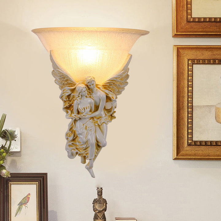 Skørter | Gold/Beige Bell Flush Mount Colonialist Frosted Glass 1 Head Living Room Wall-Mounted Lamp