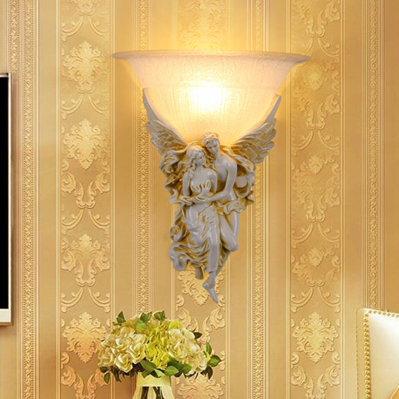 Skørter | Gold/Beige Bell Flush Mount Colonialist Frosted Glass 1 Head Living Room Wall-Mounted Lamp