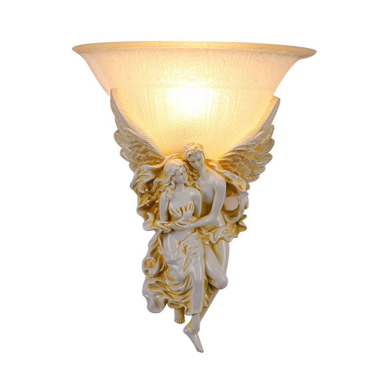 Skørter | Gold/Beige Bell Flush Mount Colonialist Frosted Glass 1 Head Living Room Wall-Mounted Lamp