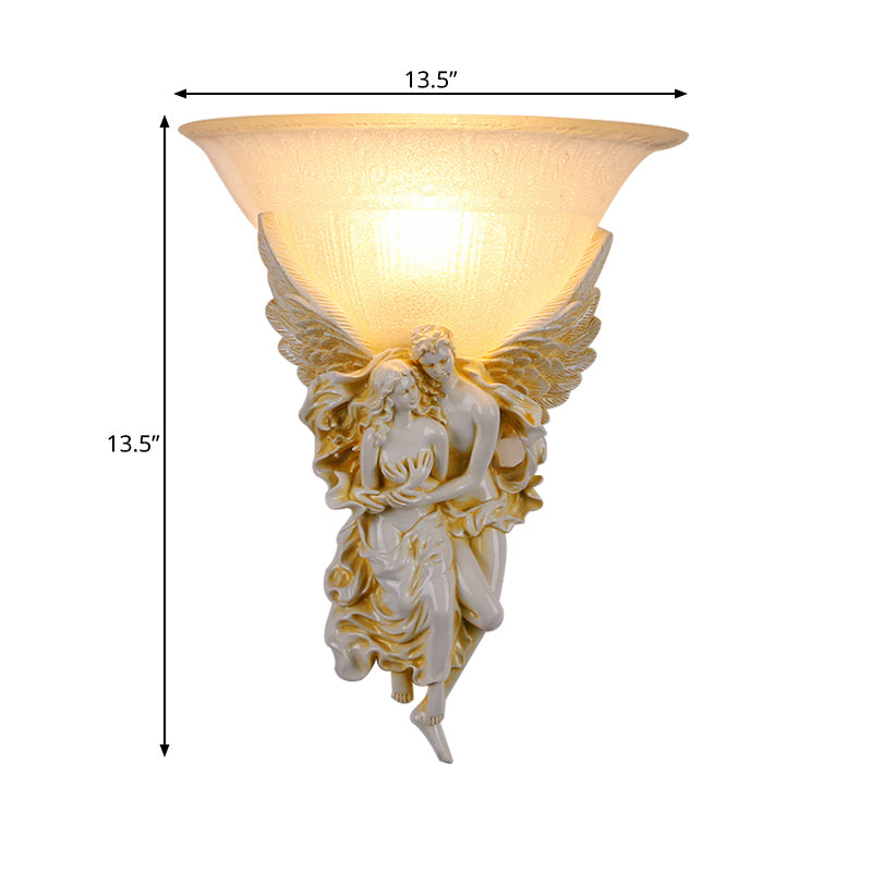 Skørter | Gold/Beige Bell Flush Mount Colonialist Frosted Glass 1 Head Living Room Wall-Mounted Lamp