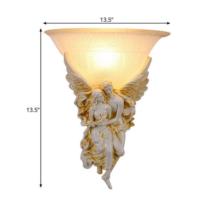 Skørter | Gold/Beige Bell Flush Mount Colonialist Frosted Glass 1 Head Living Room Wall-Mounted Lamp