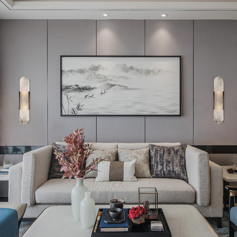 Skørter | 2 Lights Bar Ceiling Light Colonial Gold/Black Marble Wall Lighting for Dining Room