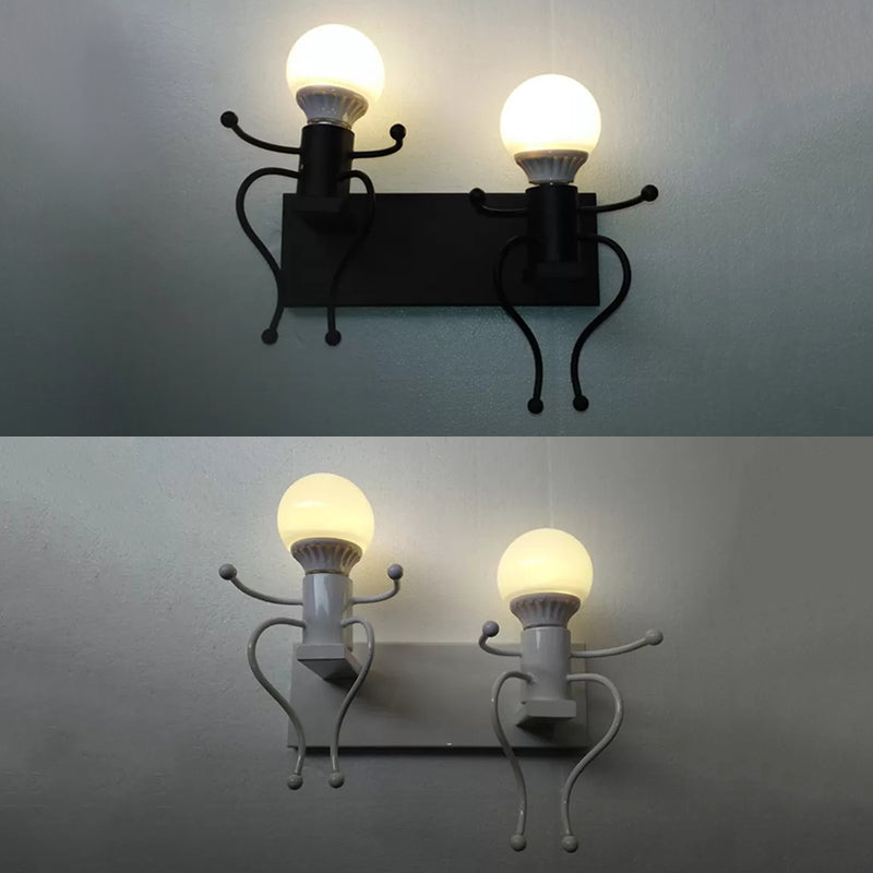 Skørter | Modern Style Night Light Small People Two Lights Metal Wall Lamp for Corridor Stairs