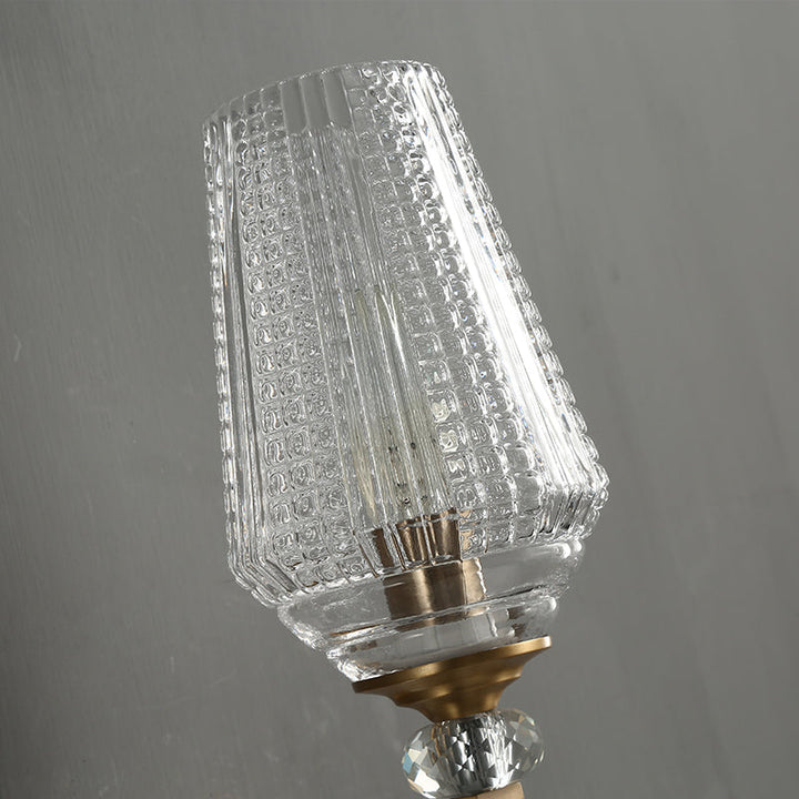 Skørter | Loft Style Cup Wall Lamp with Clear Grid Glass Shade 1 Head Balcony Wall Light in Brass