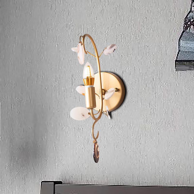 Skørter | Bare Bulb Wall Lamp With Curved Arm Modern Metal 1 Light Wall Fixture In Brass