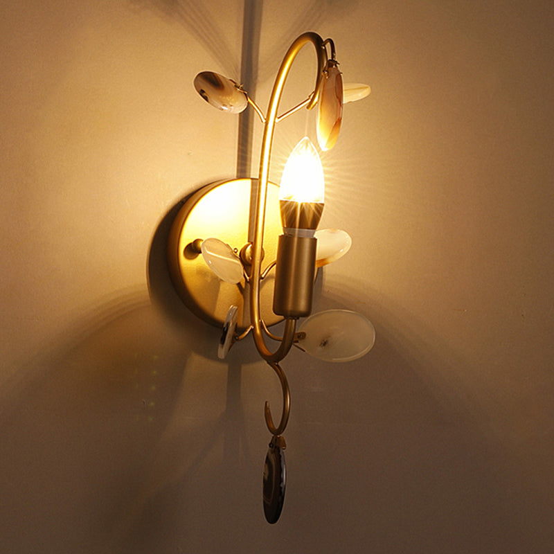 Skørter | Bare Bulb Wall Lamp With Curved Arm Modern Metal 1 Light Wall Fixture In Brass