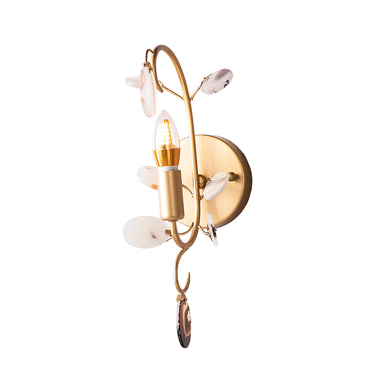 Skørter | Bare Bulb Wall Lamp With Curved Arm Modern Metal 1 Light Wall Fixture In Brass