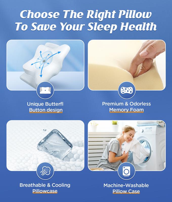 Lisslune | Memory Foam Neck Pillow | Ergonomic Support for Neck Pain Relief at Home