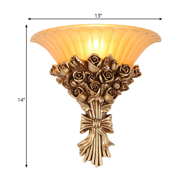 Skørter | Golden Finish Bouquet Wall Light Kolońska Resin Single Light Wall-Mounted Lamp