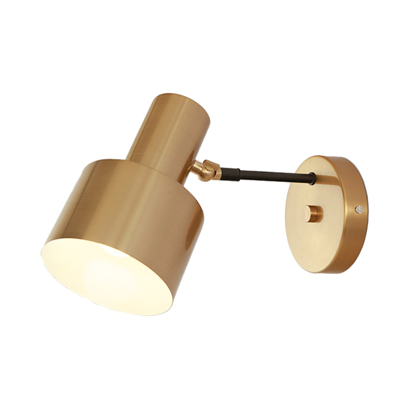 Skørter | 1 Lamp Round Wall Lamp Modernist Gold Finish Iron Wall Sconce Light with Adjustable Arm