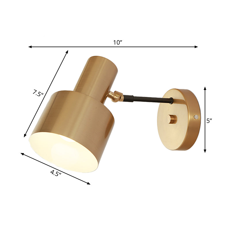 Skørter | 1 Lamp Round Wall Lamp Modernist Gold Finish Iron Wall Sconce Light with Adjustable Arm