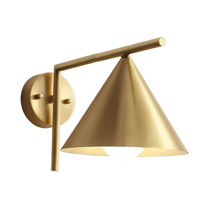 Skørter | Conical Sconces Light Modernist Iron 1 Bulb Gold Wall Lamp with Right Angle Arm